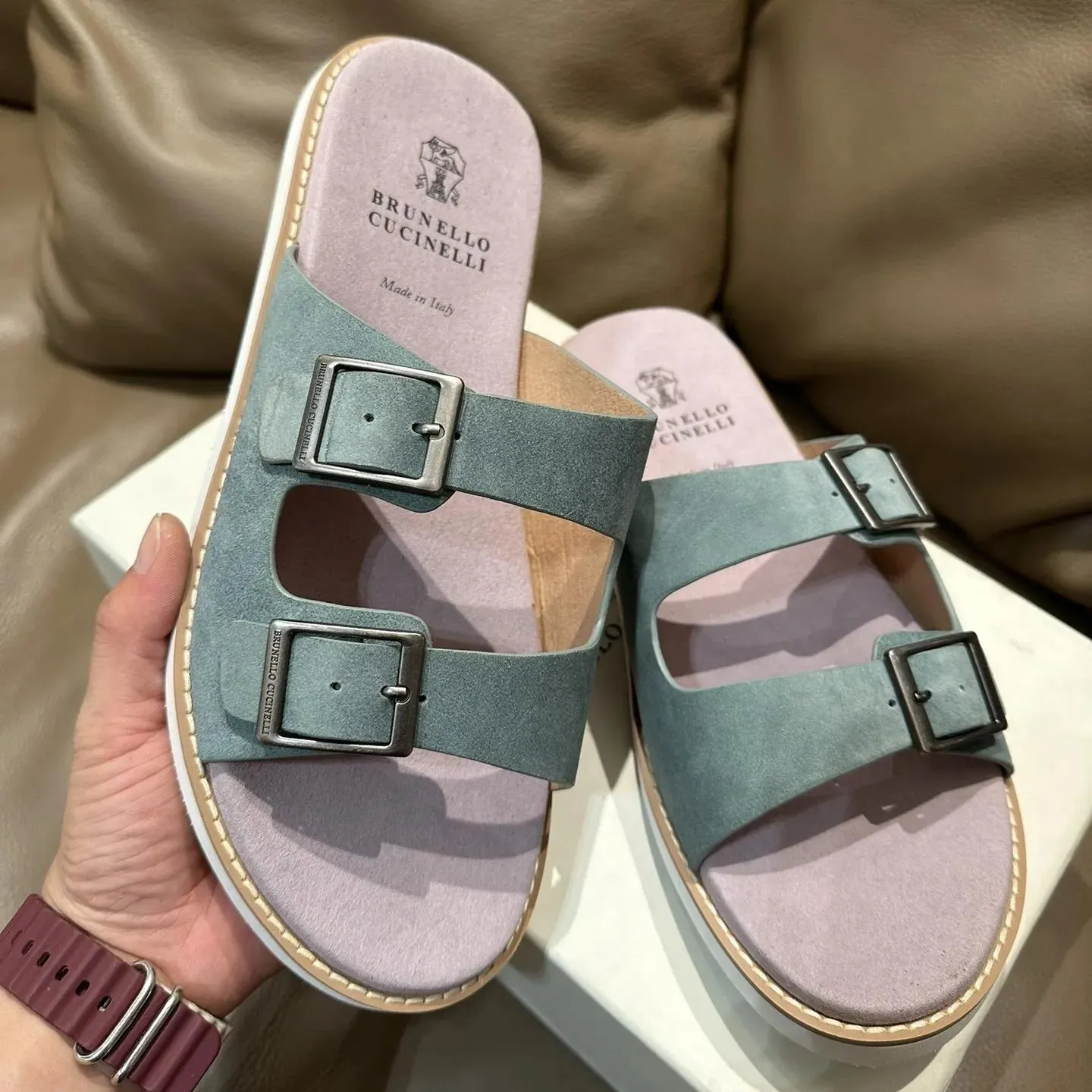 Bulk Brunello Cuccinelli Mens Suede Leather Urban Sliders At