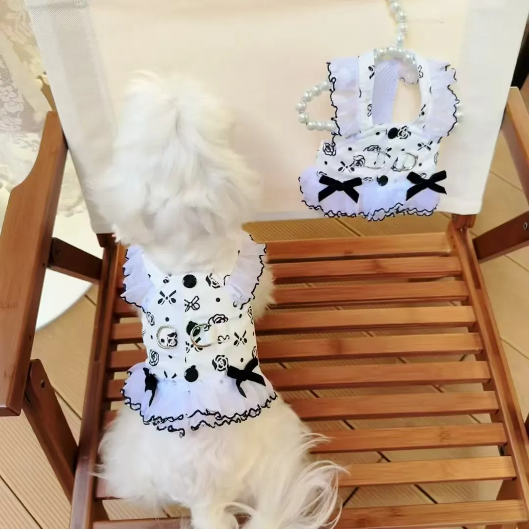 Fashion Cotton Dog Dress With Floral Bow Tie, Breathable Princess Harness  Dress For Small Dogs Spring Summer Pet Clothes With Leash D Ring, Cute  Puppy Dress For Holidays, Birthdays, Weddings From Fashionpet,