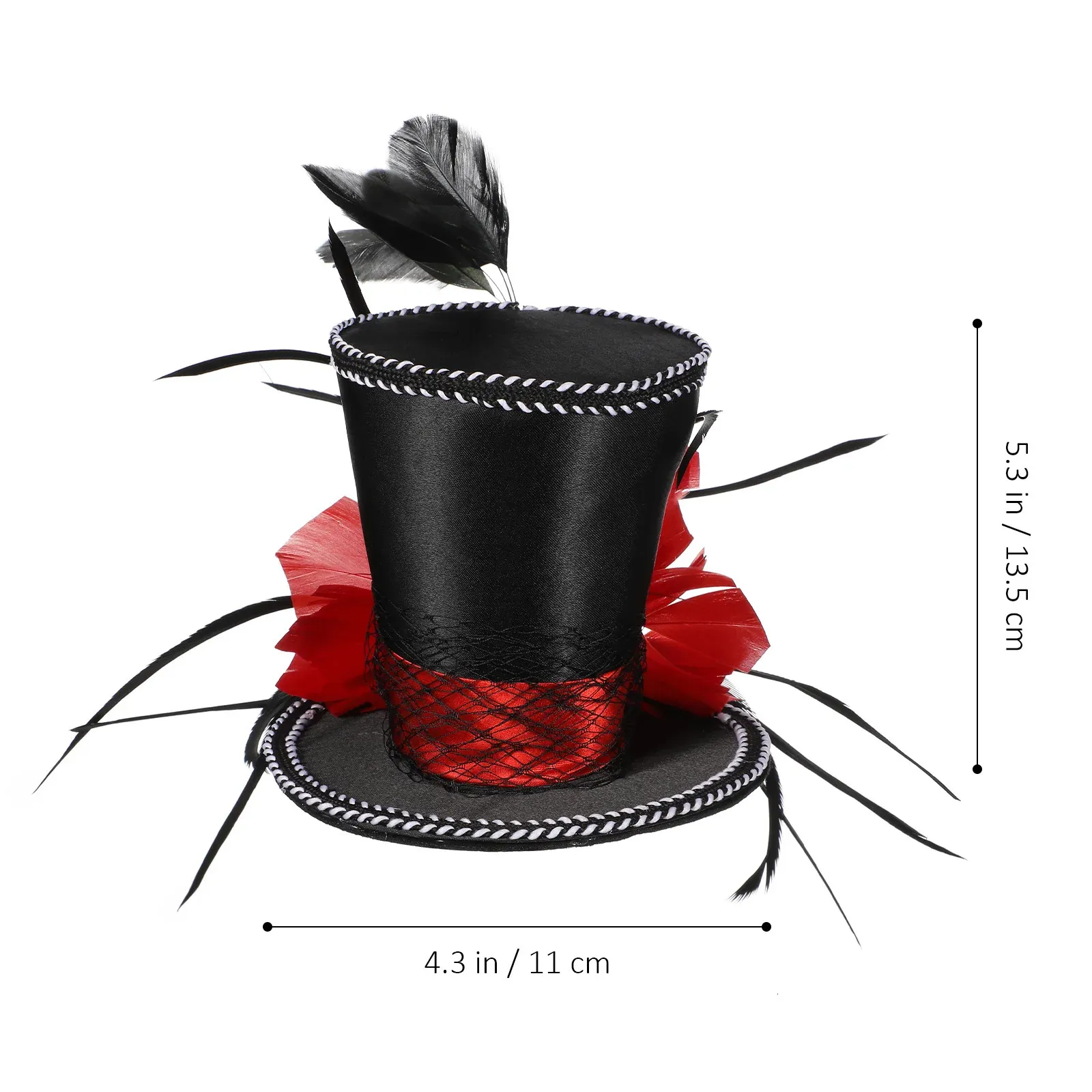 Black Hat Red Mini Top Hat Headband Elegant... From Nian05 