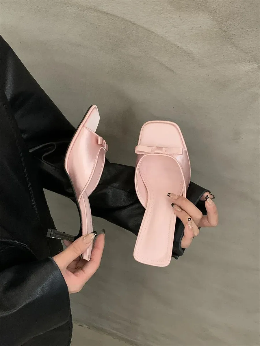 Women's Square Toe Strappy Mule Sandals Summer Flat Heeled Shoes_voghion.com