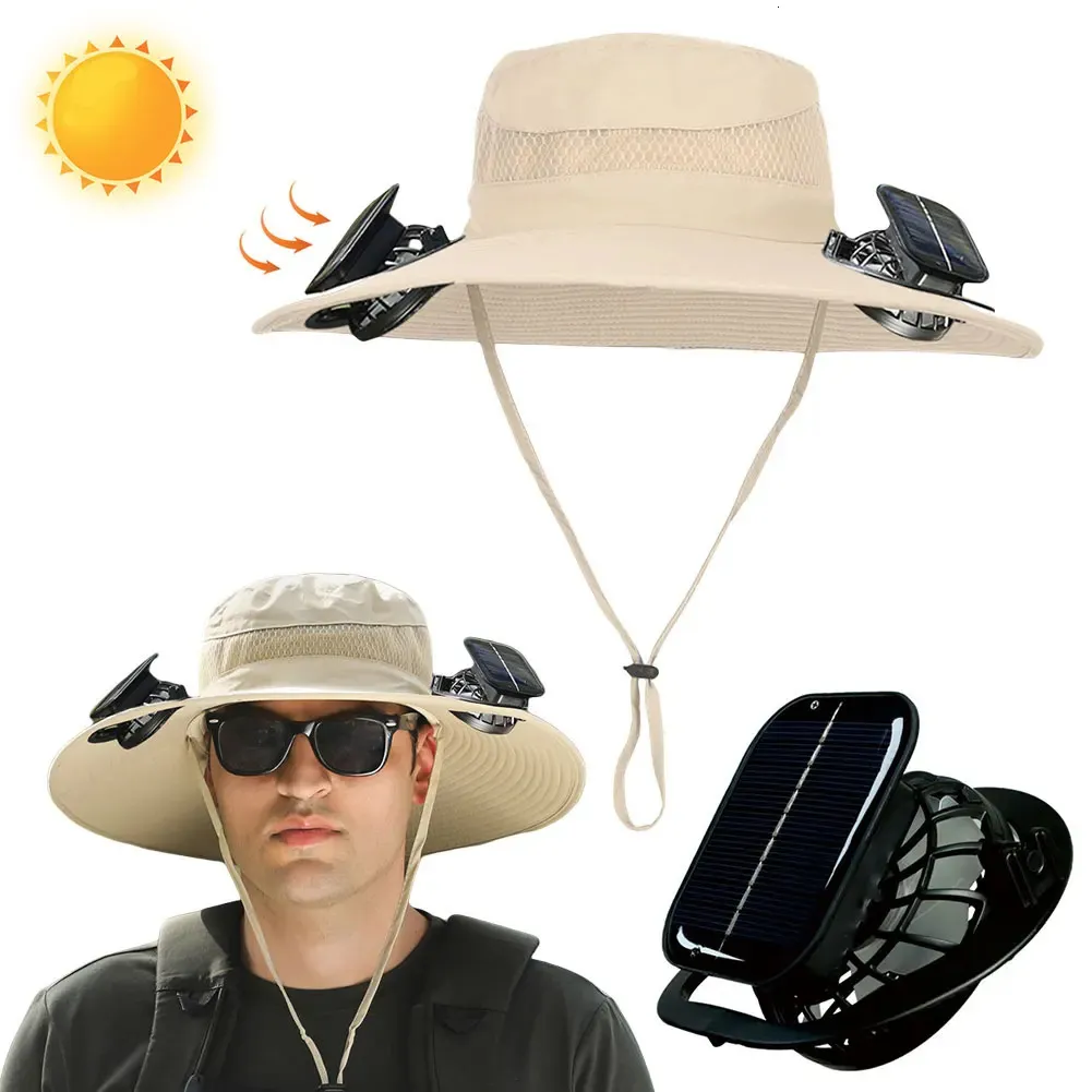 Chapeau Anti-UV Avec 2 Ventilateurs Solaires - Large Bord - Rafraîchissement Portable - Neuf