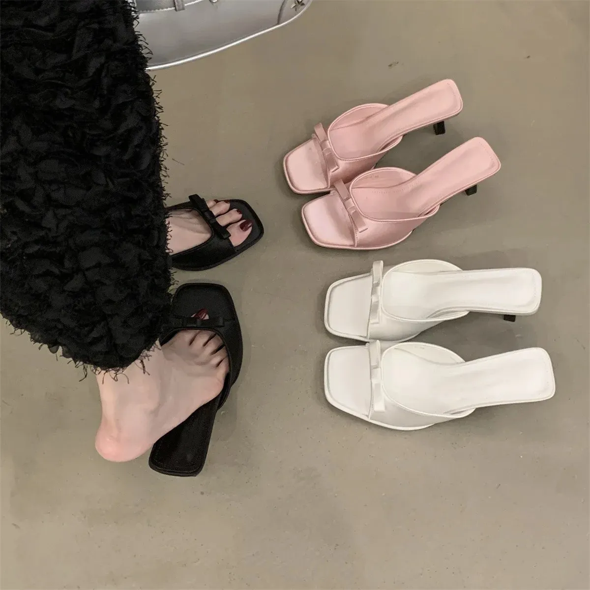 Women's Square Toe Strappy Mule Sandals Summer Flat Heeled Shoes_voghion.com