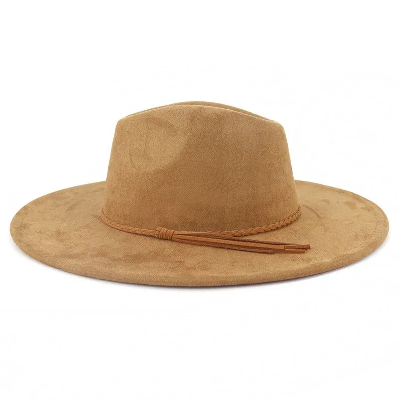 Suede Top Hat 9.5cm Wide Brim Fedora Hat Men Women... From  display picture 1