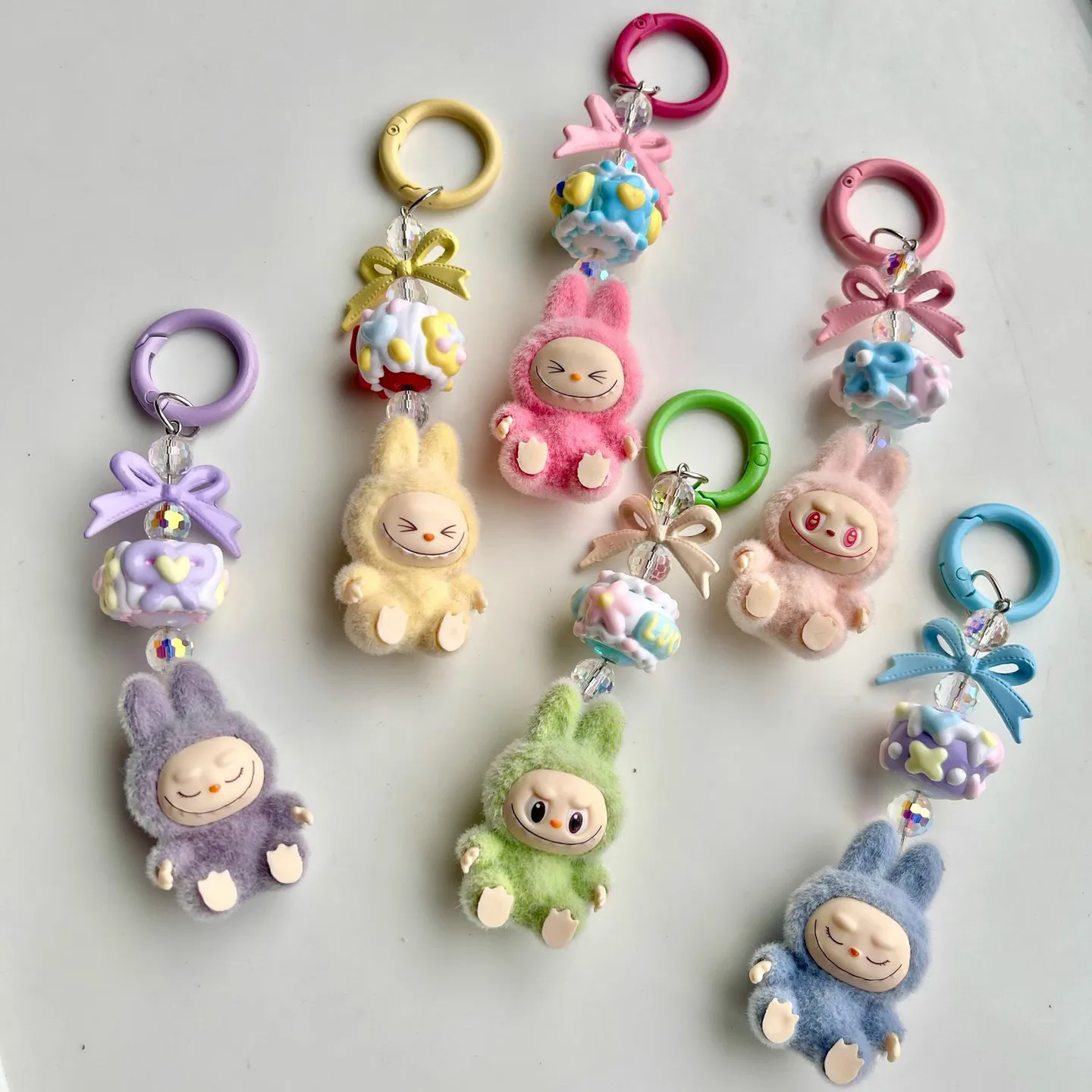 Mini Labubu Keychain Pendant Metal Leather Animal Shape Mobile