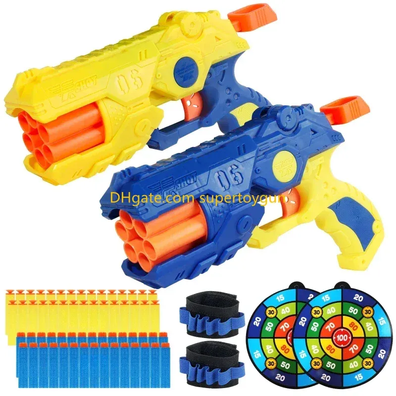 Kids' Toy Dart Blaster Gun 6 Shot Manual Foam Bullet Shooter For Target ...