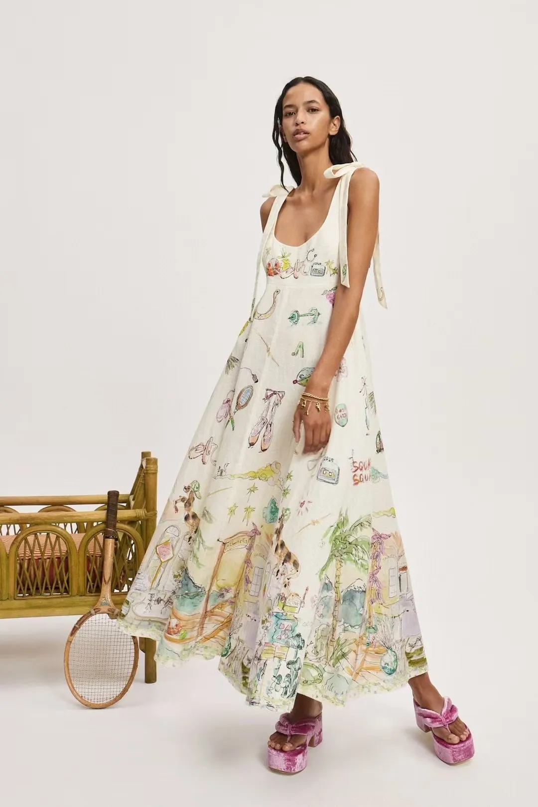 25 New Linen Printed Camisole Dress From Gdy19600512, $180.93 | DHgate.Com