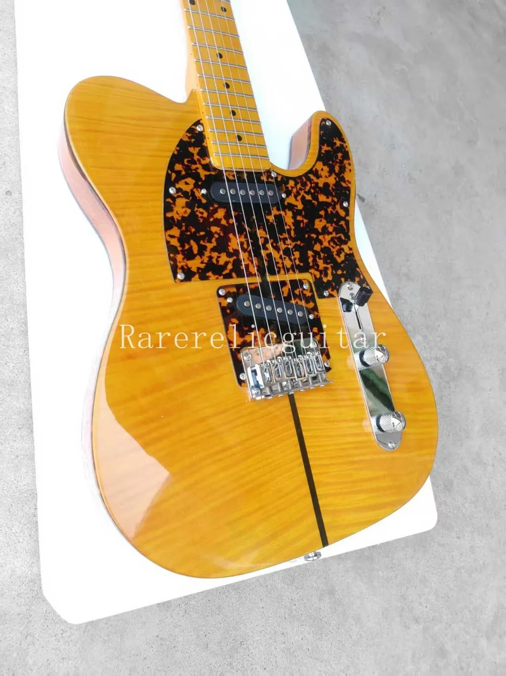 Custom Electric Guitar: Yellow Flame Maple, Leopard From