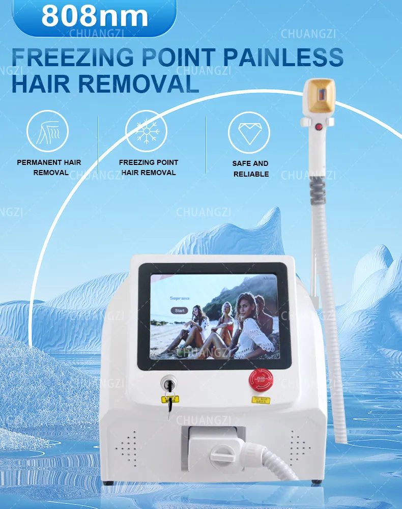 808nm Diode Laser Hair Removal Machine 3 Wavelengths, Ice Point Cooling ...