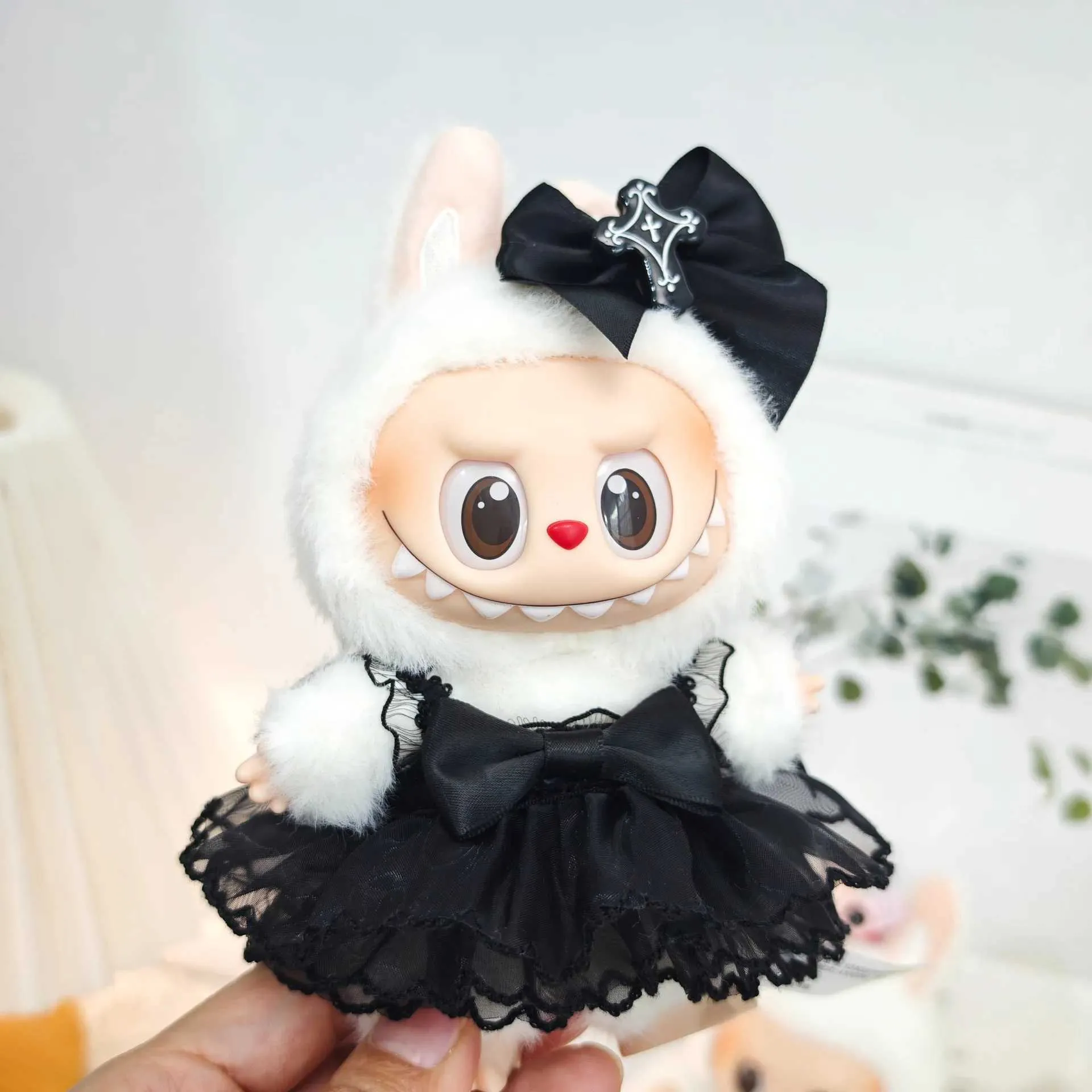blue dress for baby girl Labubu Black & White Bunny Dress Outfit – Lace Style – L&F World