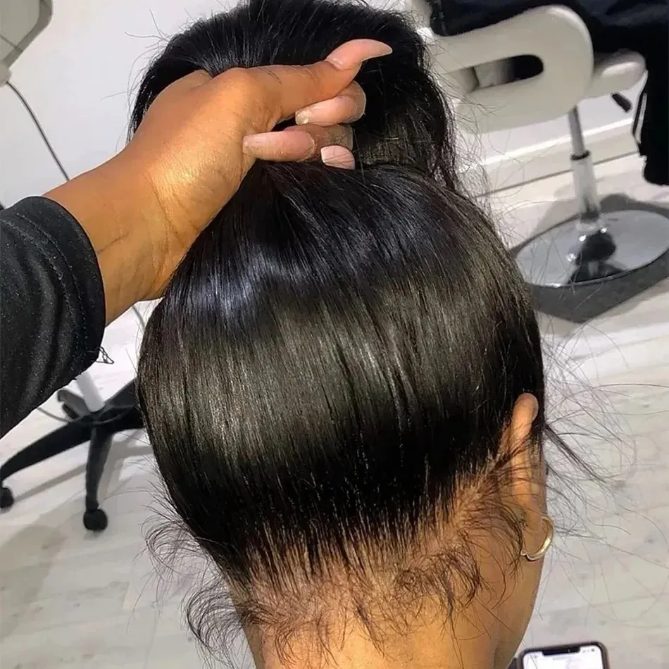 55% OFF 360 Full Lace Wig – Brazilian Bone‑Straight Human Hair, Transparent Front, Pre‑Plucked, Wear‑And‑Go