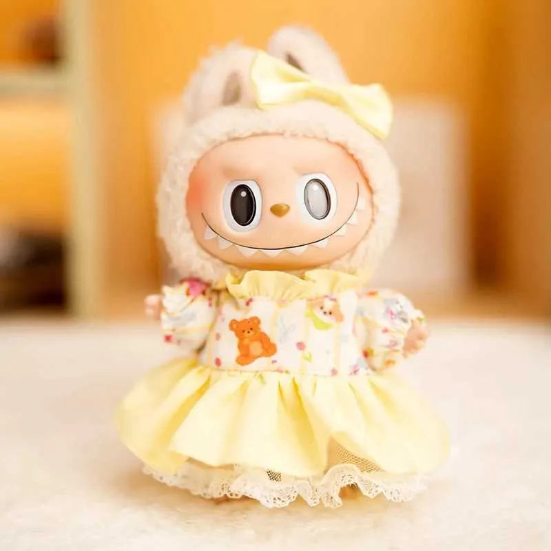 Traje De Muñeca Labubu De 17cm - Juego De Ropa Con Accesorios, Pijama De Estrella Amarilla, Alta Calidad