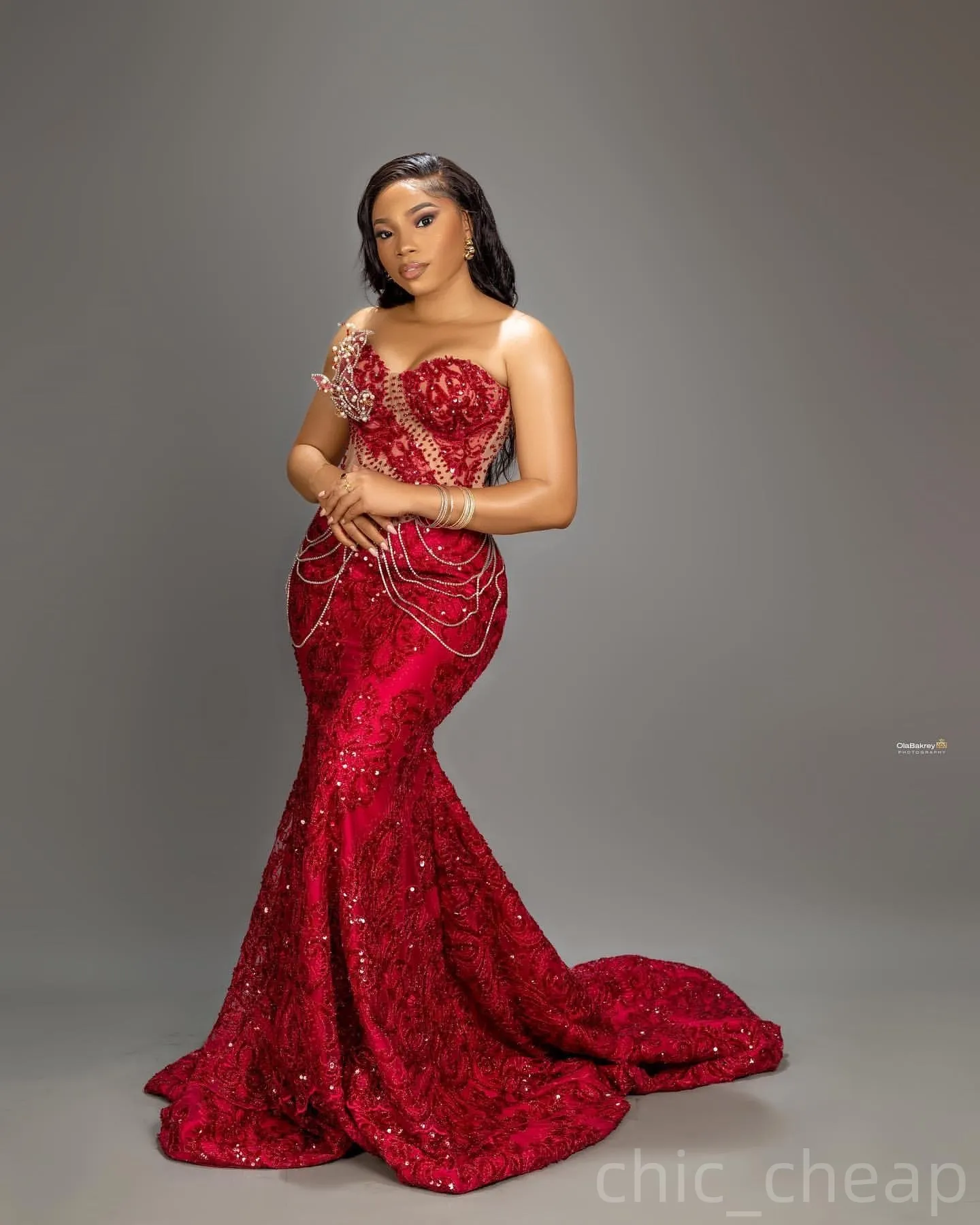 dark red prom dresses 2025 Dark Red Sequin Unique 2-tiered Trumpet Prom Dress