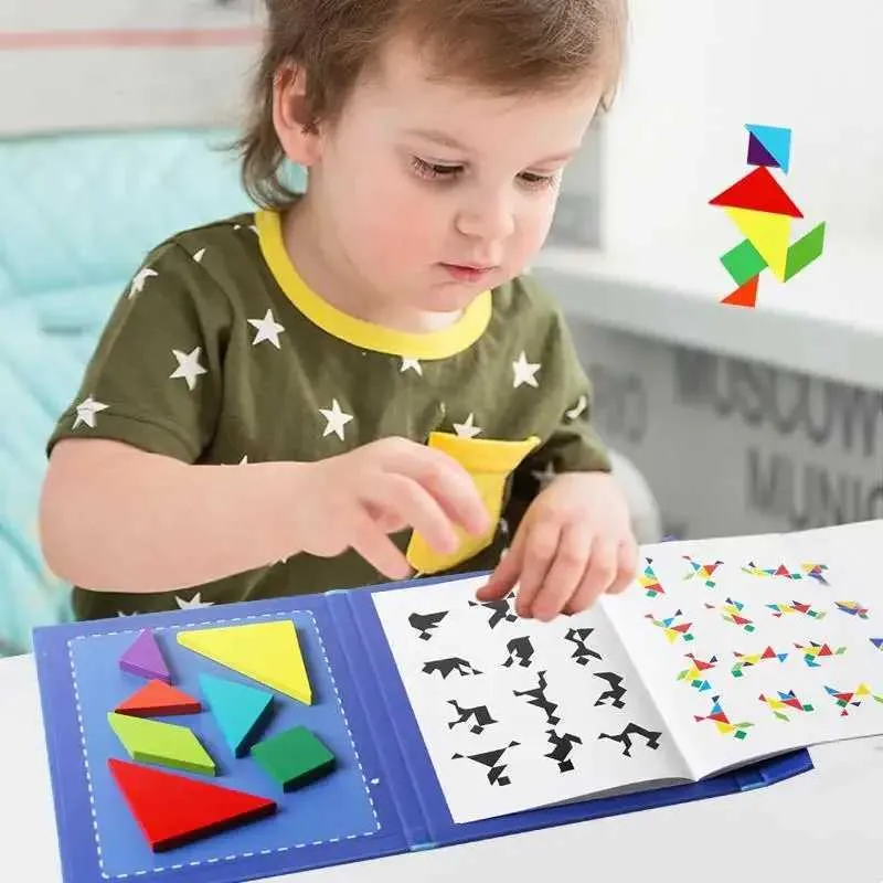 Hot Magnetic 3D Puzzle Forme Geometriche Tangram Jigsaw Board Kids