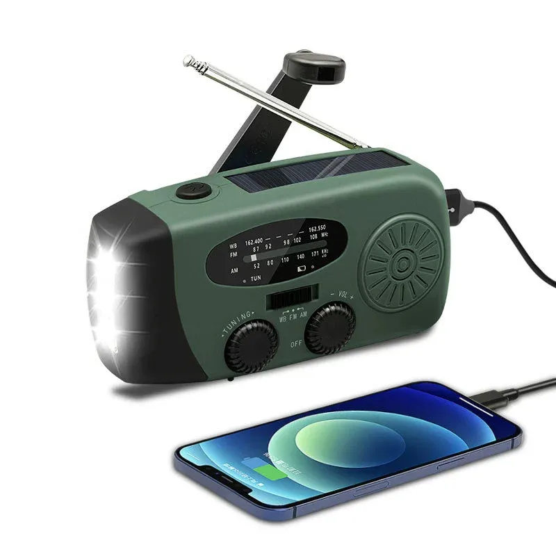 Outdoor Solar Emergency Hand Crank Dynamo Portable Vintage AM/FM/SW Full-band Radio BT5.0 Bluetooth Speaker With Flashlight SOS - 44 - View #11