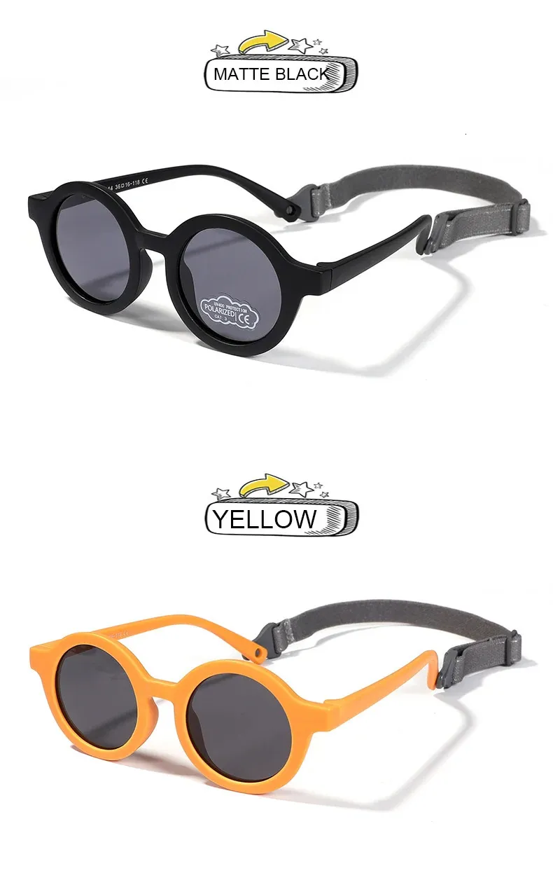 Gafas De Sol Redondas Polarizadas Con Correa Para Bebés De 0 A 36 Meses, Lentes Flexibles UV400