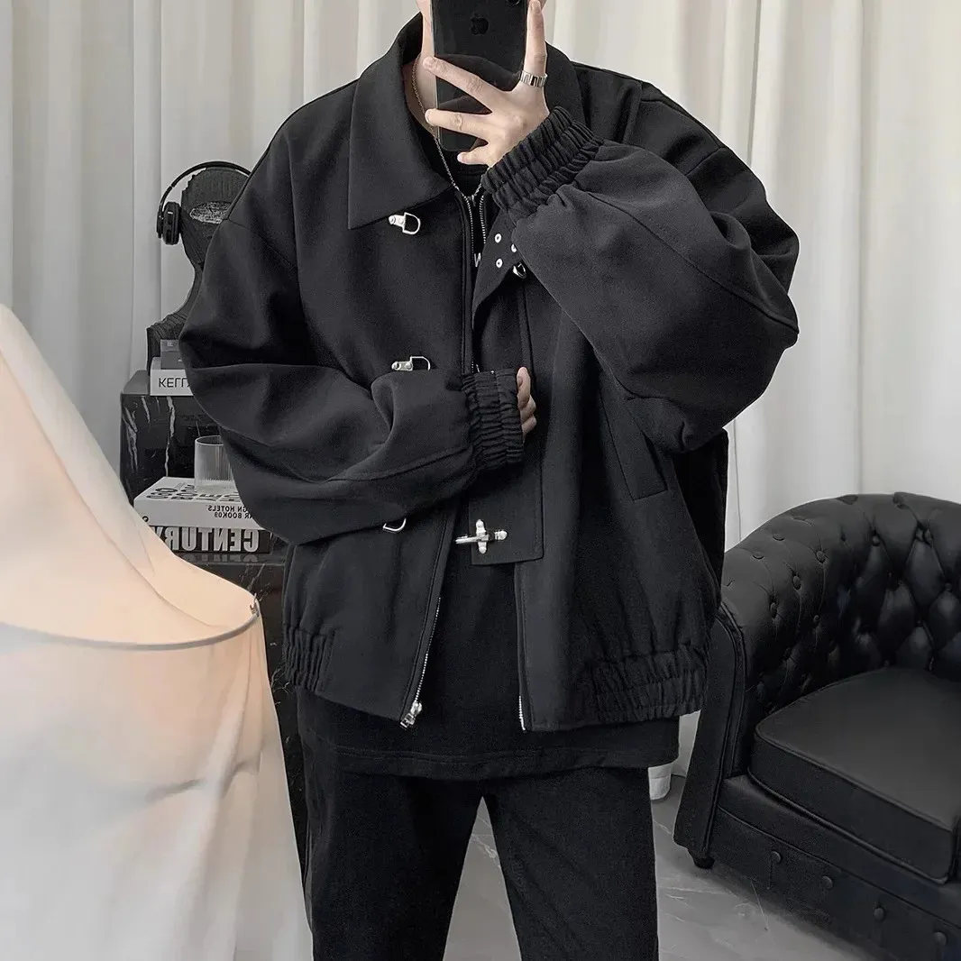 Mens Oversized Cropped Jacket With Toggle Fasteners From Pong02
