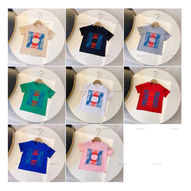 Luxury Kids T‑Shirt Summer Sale – 18% Off Square‑Pattern Cotton Tee, Size 90‑150 CM