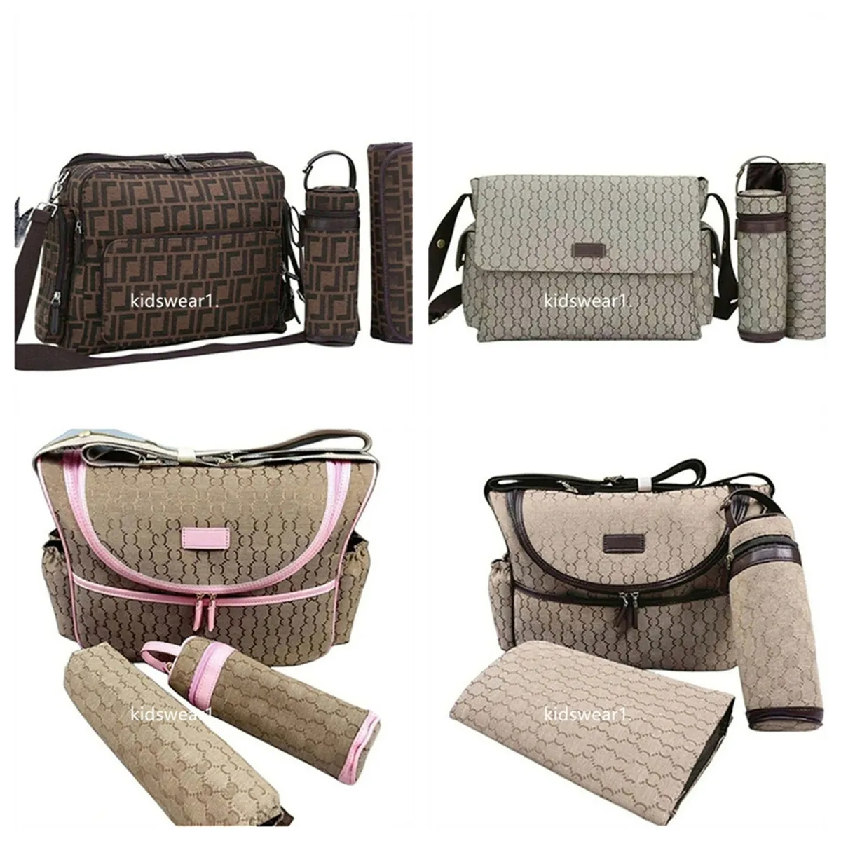 Designer Diaper Bag Waterproof Mom Bag 3Set, Baby Bag with Zipper — free download
