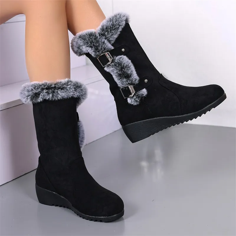 hot Free Shipping Designer Boots For Woman Cotton Shoes Winter New Thick Soled Plush Fashionable Casual Snow Boots_desvips.com