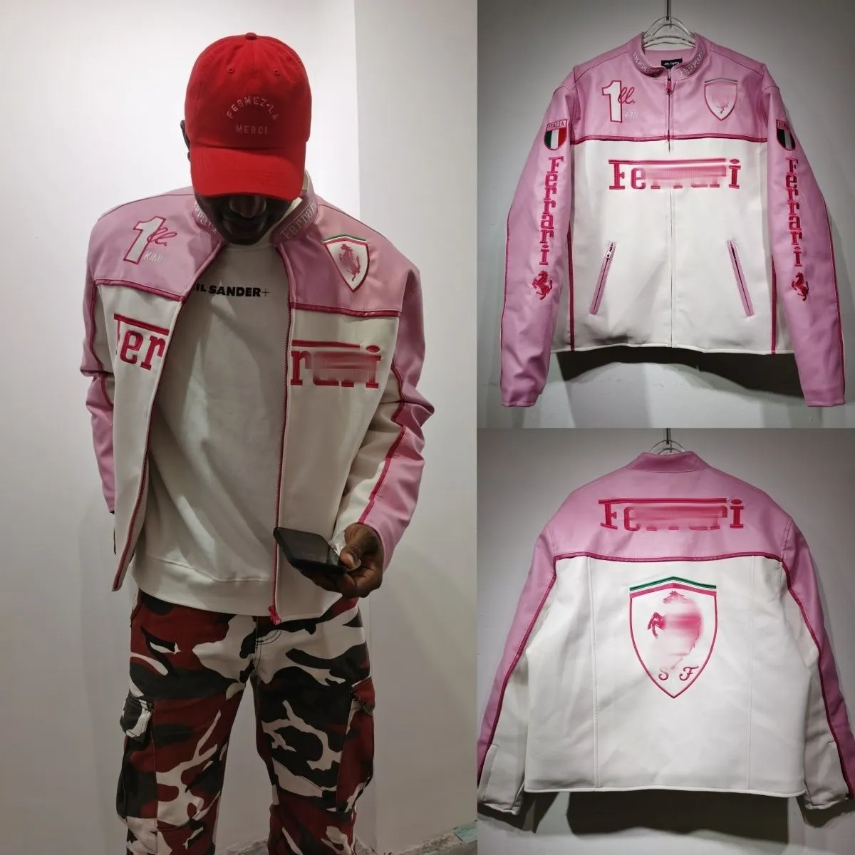 F1 ジャケット: メンズ リアル レザー レーシング ジャケット