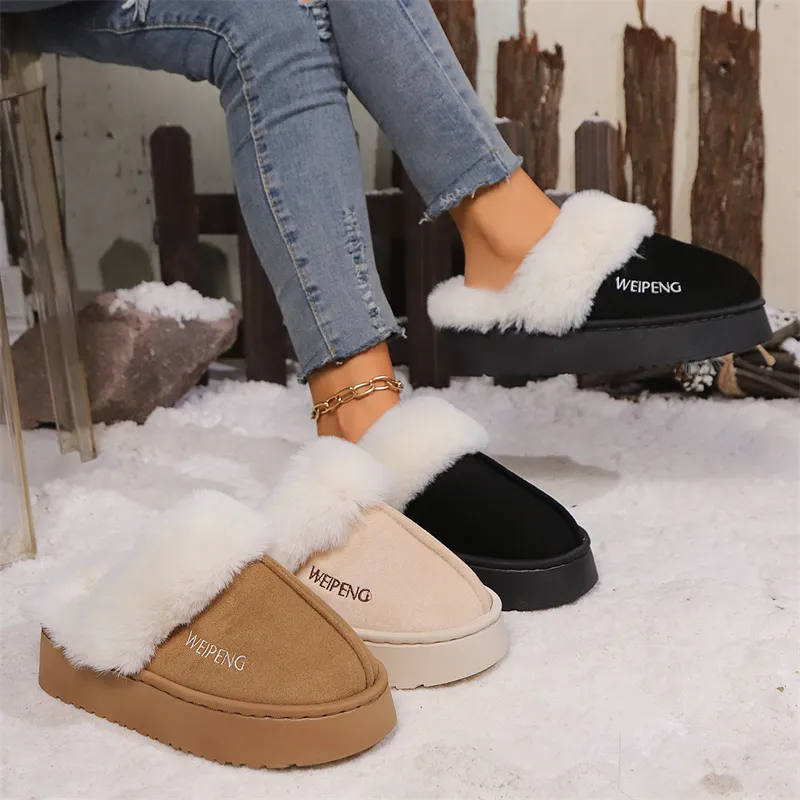 Hot Gratis Verzending Designer Pantoffels Voor Dames Herfst En Winter Nieuwe Stijl Thuis Buitenkleding Warm Lichtgewicht Pluche Zwart_voghion.com