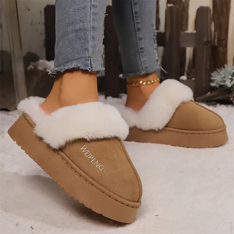 Hot Gratis Verzending Designer Pantoffels Voor Dames Herfst En Winter Nieuwe Stijl Thuis Buitenkleding Warm Lichtgewicht Pluche Zwart_voghion.com