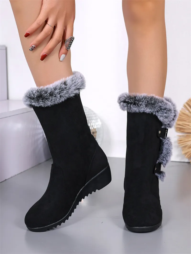 hot Free Shipping Designer Boots For Woman Cotton Shoes Winter New Thick Soled Plush Fashionable Casual Snow Boots_desvips.com