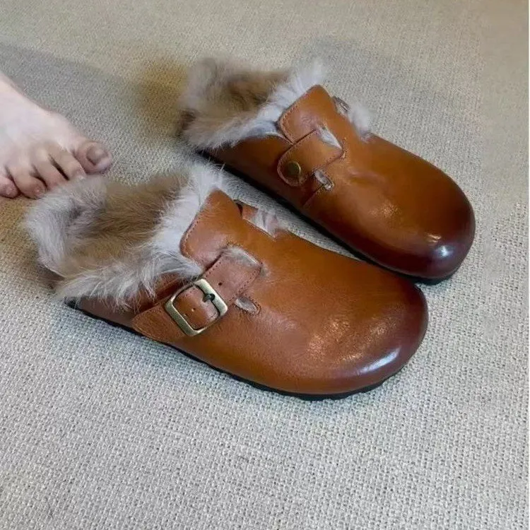 Gratis verzending! Designer slippers voor dames, herfst en winter. Nieuwe binnen- en buitensnowboots, warme vintage pluche slippers._voghion.com
