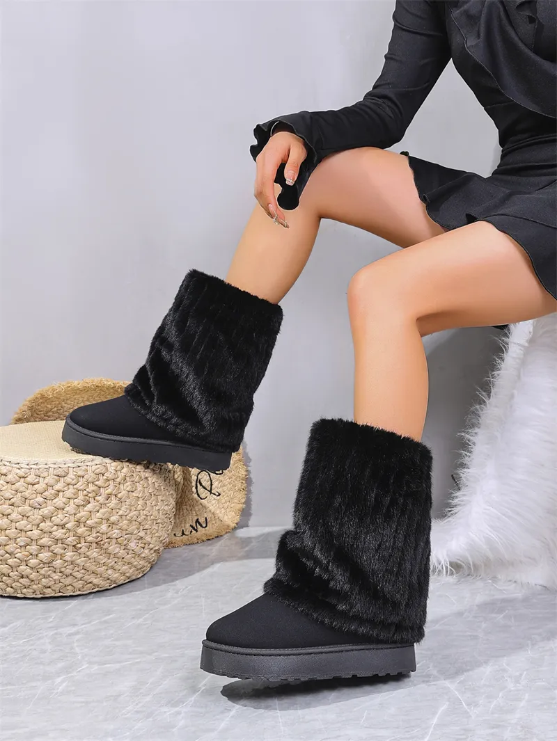 Designer snowboots voor dames met pluche voering en dikke zool_voghion.com