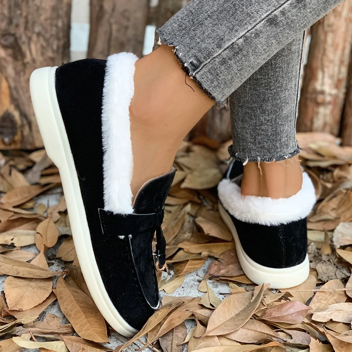 hot Free Shipping Designer Casual Shoes For Woman Autumn And Winter Veet Casual Height Increasing Black Cotton Shoes_voghion.com