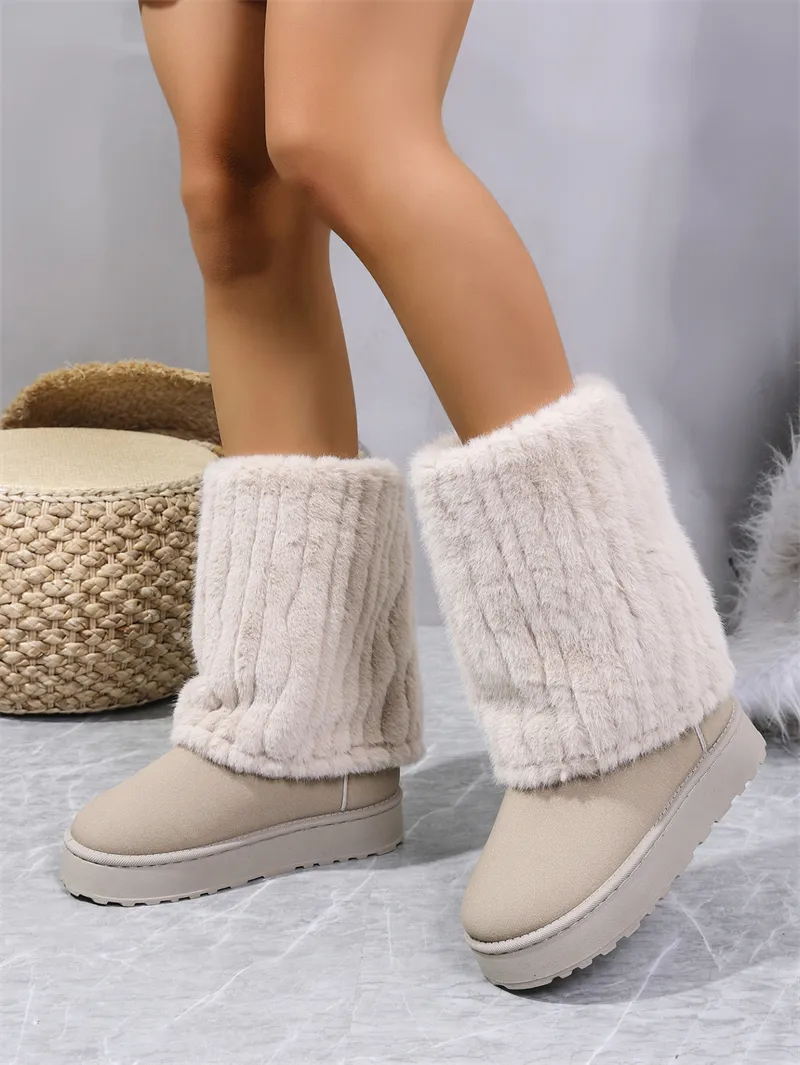 Designer snowboots voor dames met pluche voering en dikke zool_voghion.com
