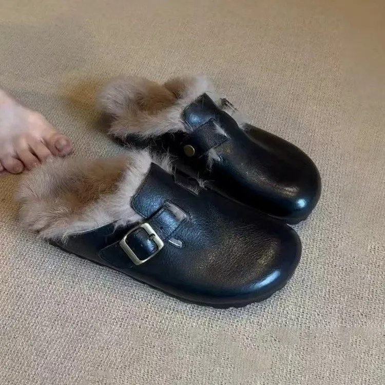 Gratis verzending! Designer slippers voor dames, herfst en winter. Nieuwe binnen- en buitensnowboots, warme vintage pluche slippers._voghion.com