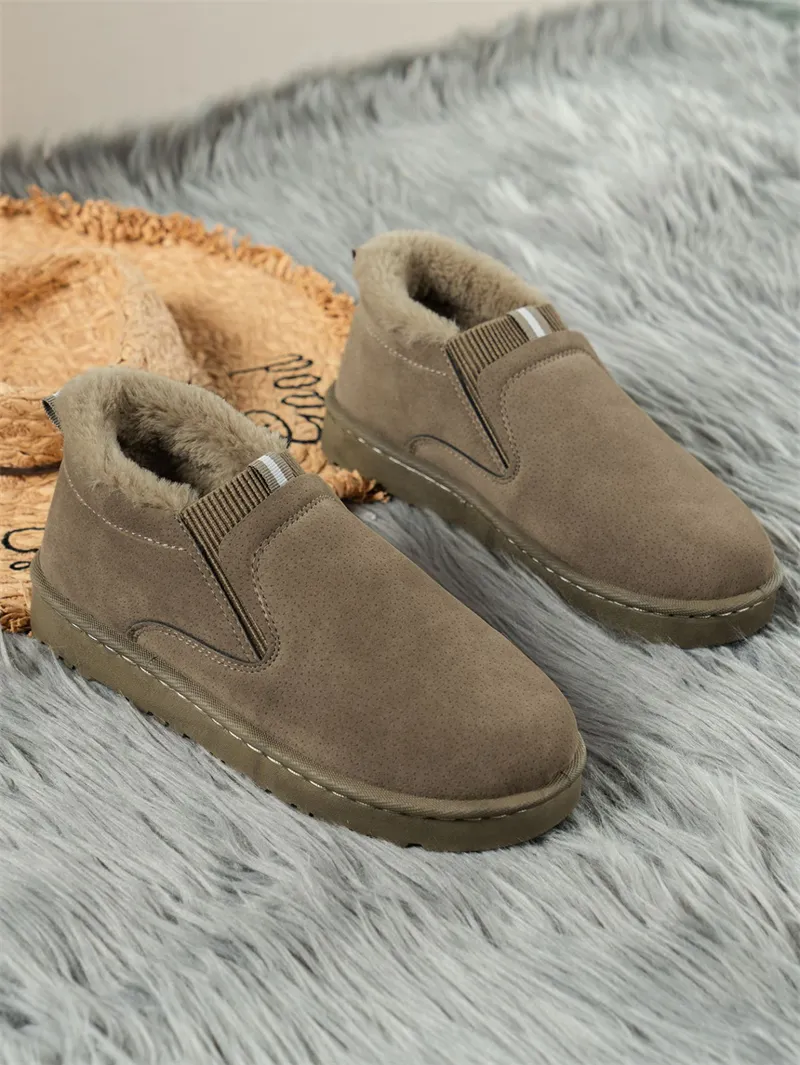 Designer Walking Boots For Women Winter Black Plush Warm Shoes_voghion.com