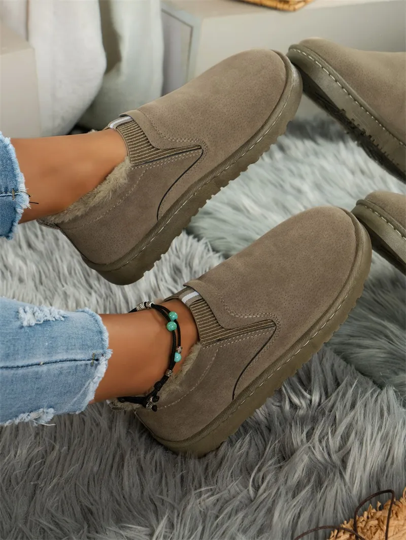 Designer Walking Boots For Women Winter Black Plush Warm Shoes_voghion.com