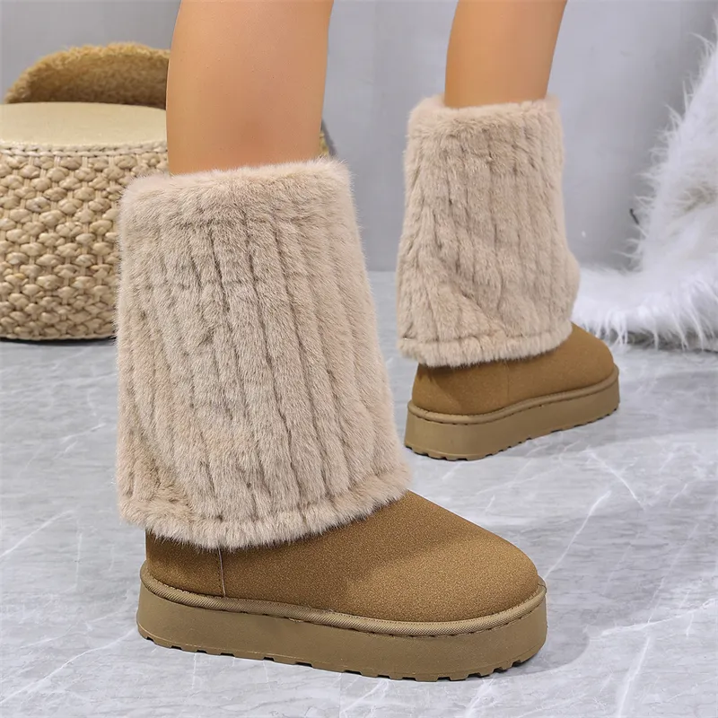 Hot Gratis Verzending Designer Laarzen Voor Dames Katoenen Schoenen Winter Nieuwe Stijl Dikke Zolen En Pluche Modieus Zwart Wit_voghion.com