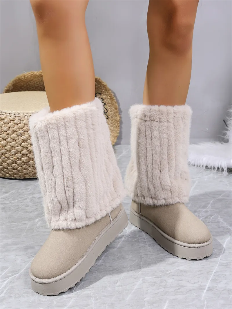 Designer snowboots voor dames met pluche voering en dikke zool_voghion.com