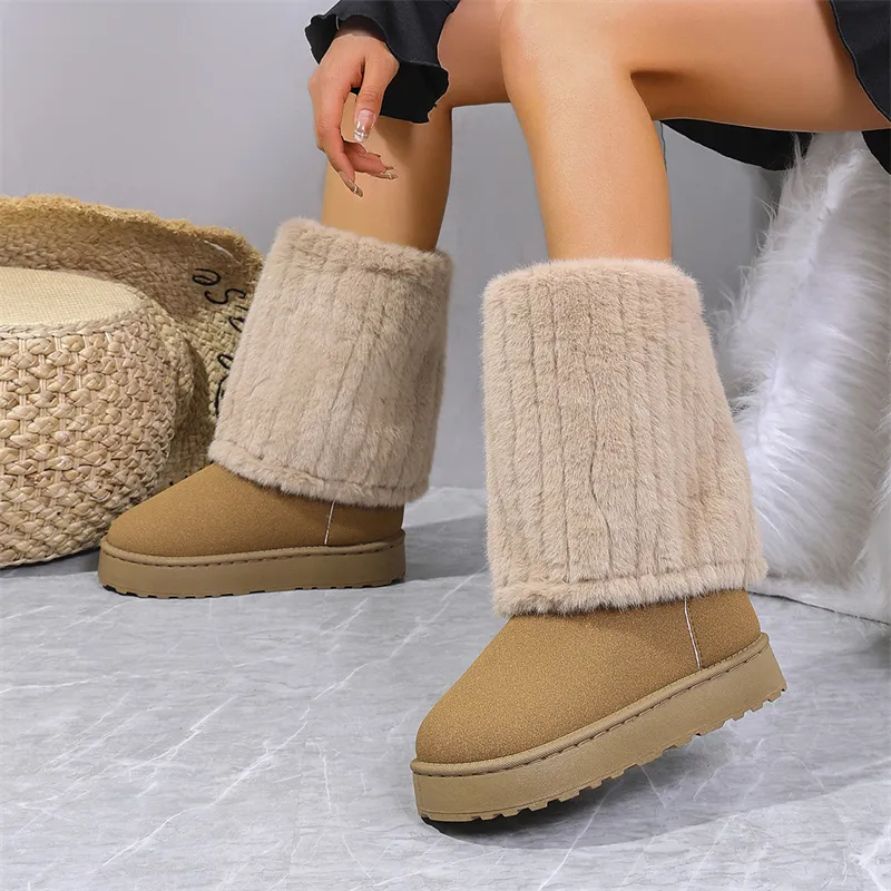 Hot Gratis Verzending Designer Laarzen Voor Dames Katoenen Schoenen Winter Nieuwe Stijl Dikke Zolen En Pluche Modieus Zwart Wit_voghion.com