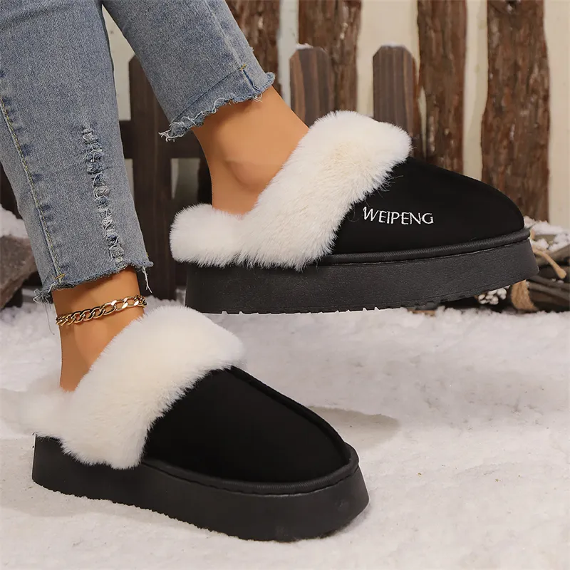 Hot Gratis Verzending Designer Pantoffels Voor Dames Herfst En Winter Nieuwe Stijl Thuis Buitenkleding Warm Lichtgewicht Pluche Zwart_voghion.com