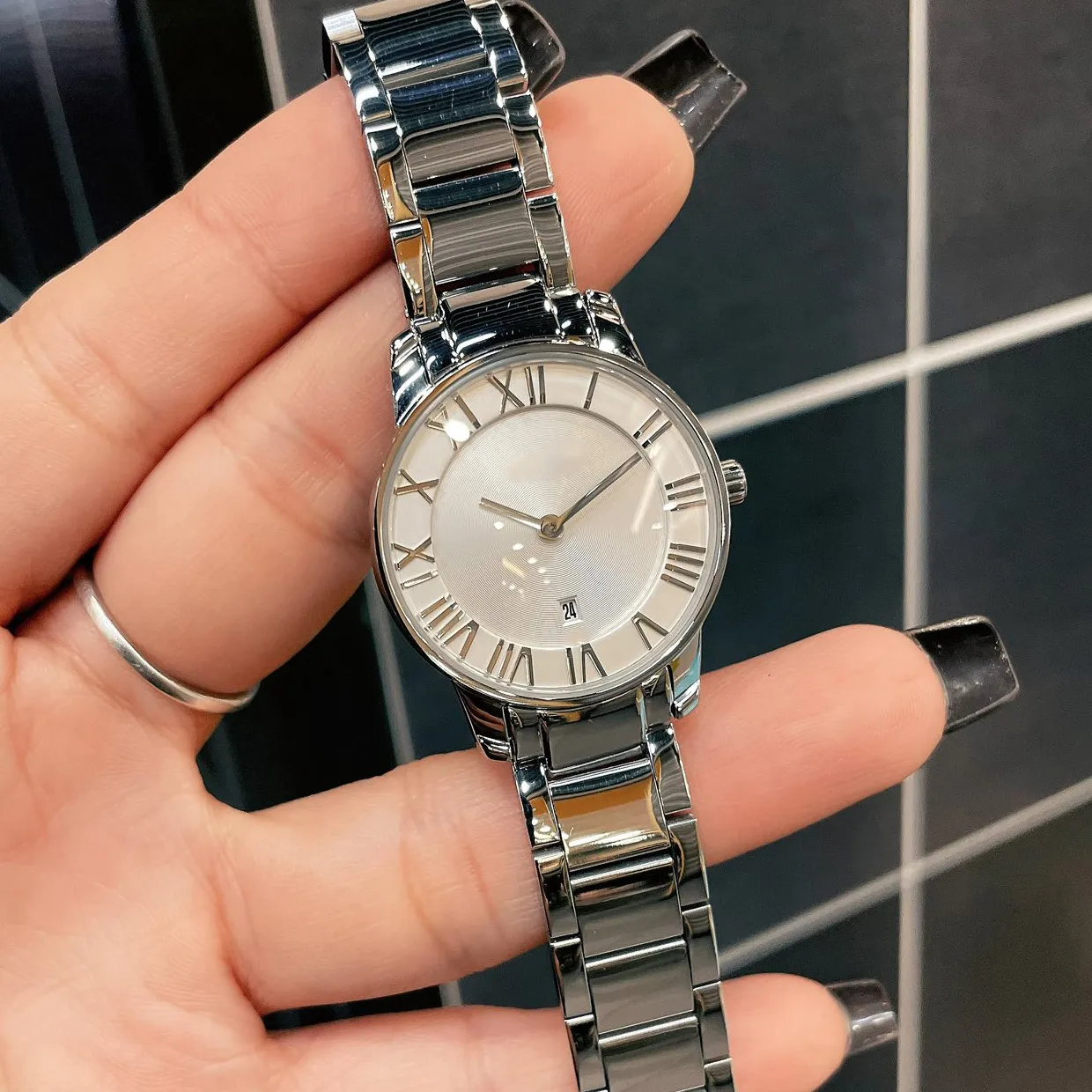 Women\'s Stainless Steel Watch, Mineral Crystal, Water Resistant Crystal Radiance Blue Face Ladies main image 2
