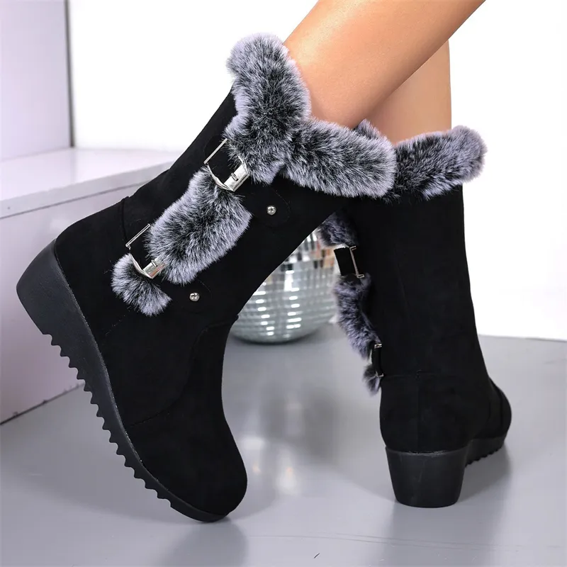 hot Free Shipping Designer Boots For Woman Cotton Shoes Winter New Thick Soled Plush Fashionable Casual Snow Boots_desvips.com