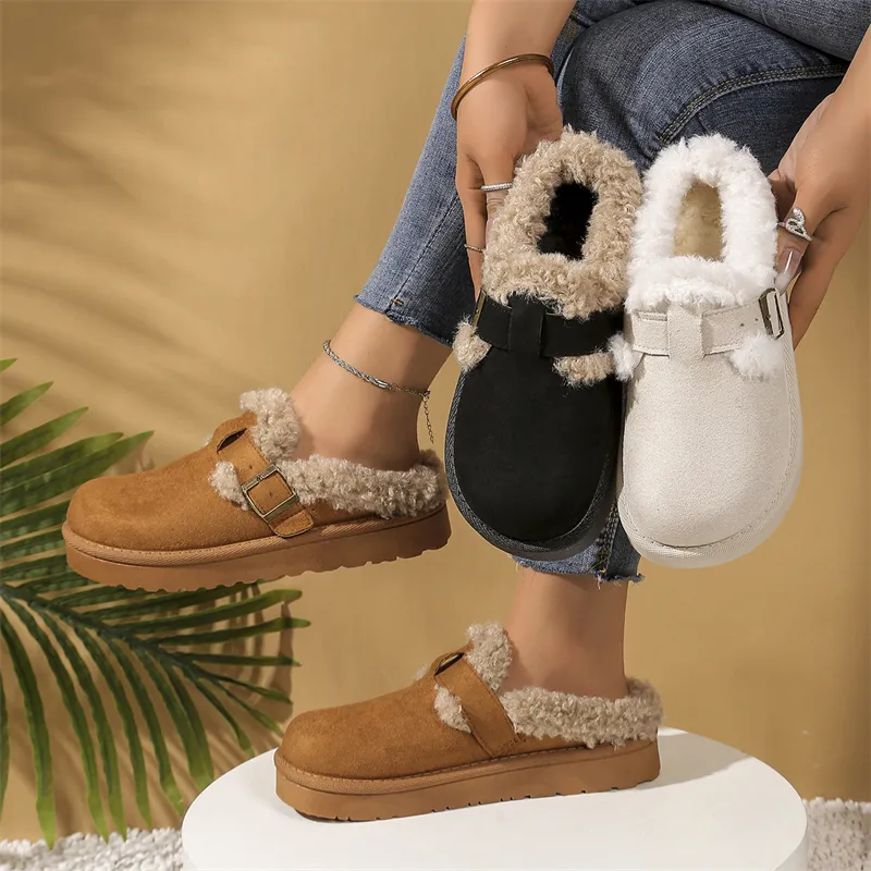 Pantofole firmate con spedizione gratuita per donna, autunno e inverno, nuovo stile, stivali da neve per interni ed esterni, caldi e vintage._voghion.com