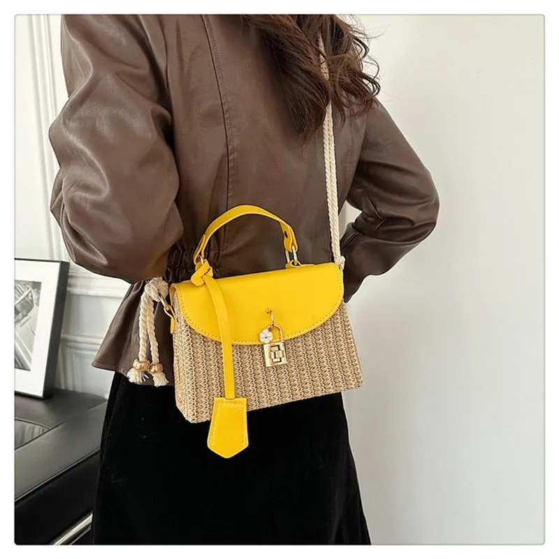 Woven Single Shoulder Crossbody Bag Premium Texture Small Square_voghion.com