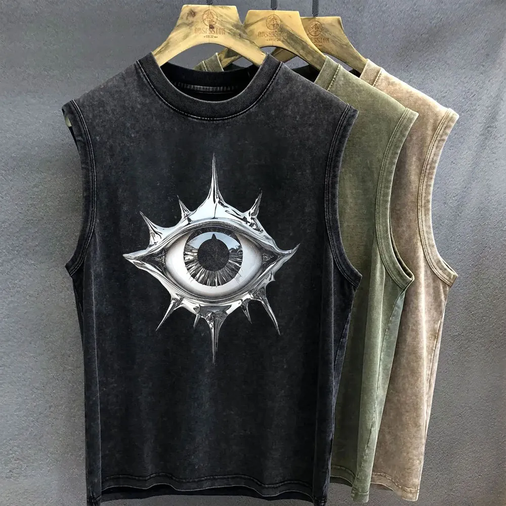 Gothic Ddmymoon Graphic Tank Top for Men - Vintage Washed