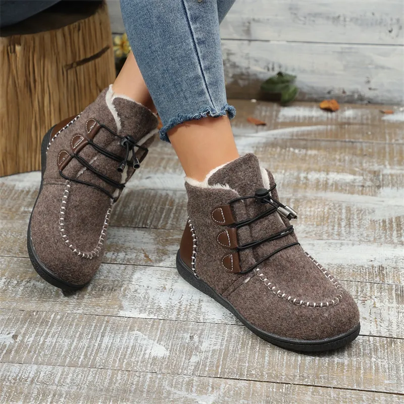 Hot Gratis Verzending Designer Voor Vrouwen Katoenen Schoenen Winter Nieuwe Dikke Zolen Pluche Mode Laarzen Casual Vintage Zwart Grijs_voghion.com