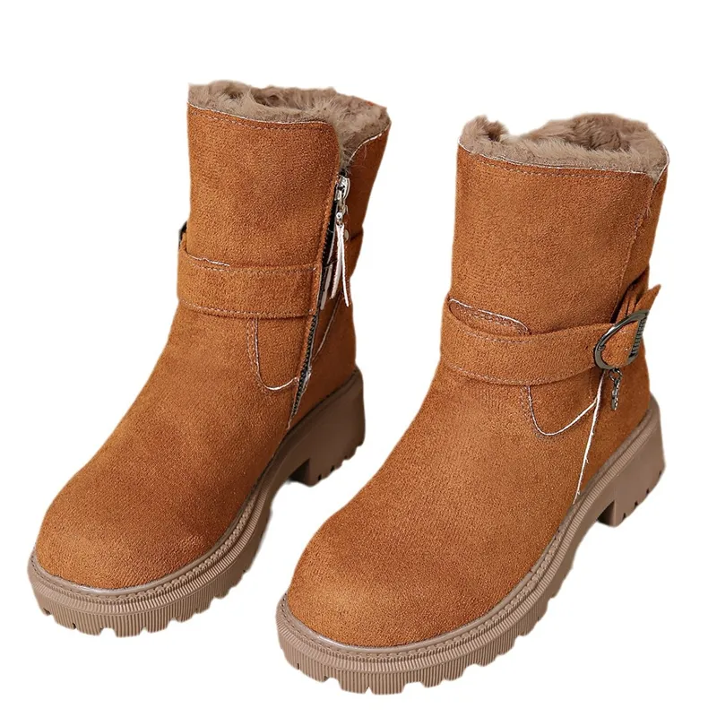 hot Free Shipping Designer For Woman Cotton Shoes Winter New Thick Soled Plush Solid Fashion B Casual Vintage Snow_voghion.com