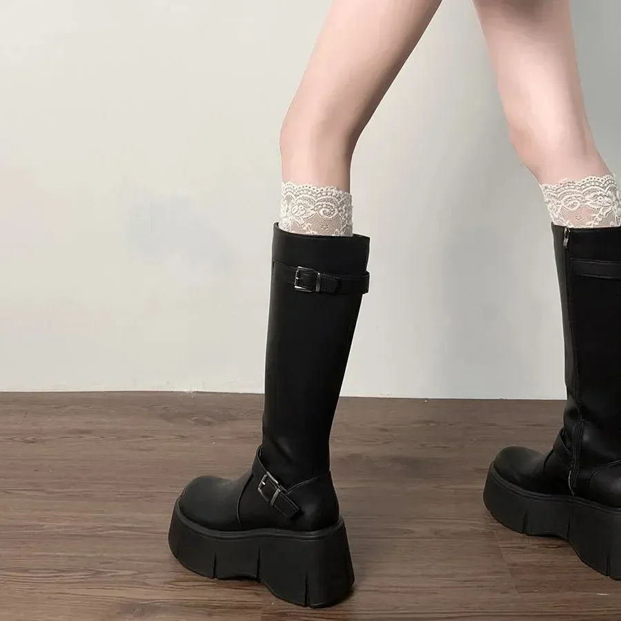 Spring And Autumn Comfortable Waterproof Platform Beautiful Casual Fairy Style Knight Edition Anti Slip Boots 250612_voghion.com