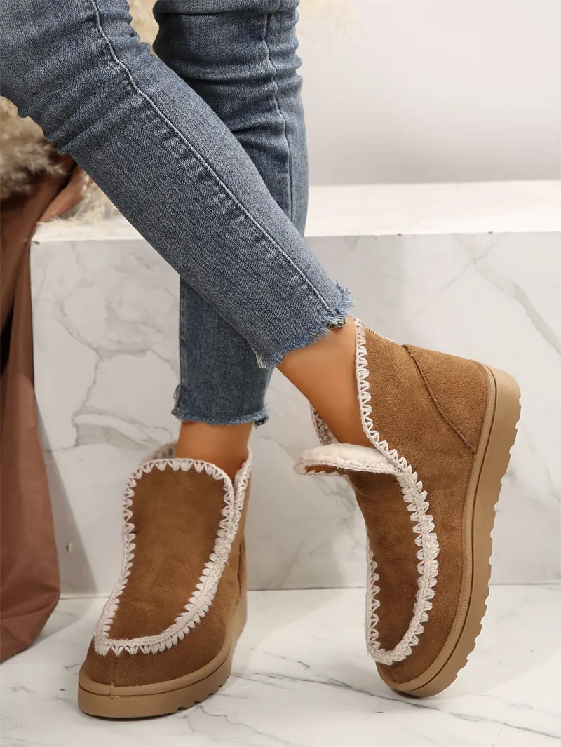 Vintage winter snowboots voor dames met dikke pluche zool_voghion.com