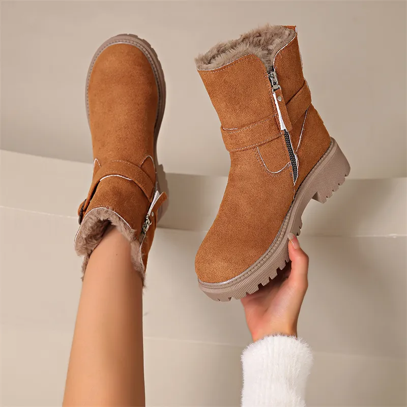 hot Free Shipping Designer For Woman Cotton Shoes Winter New Thick Soled Plush Solid Fashion B Casual Vintage Snow_voghion.com