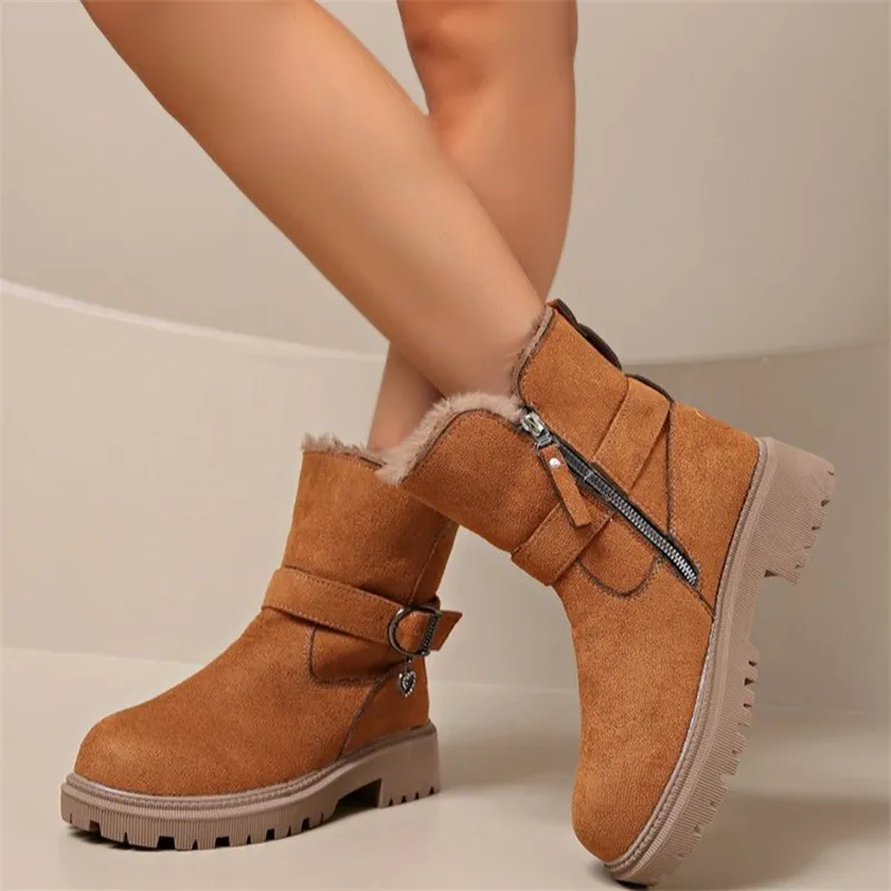 hot Free Shipping Designer For Woman Cotton Shoes Winter New Thick Soled Plush Solid Fashion B Casual Vintage Snow_voghion.com