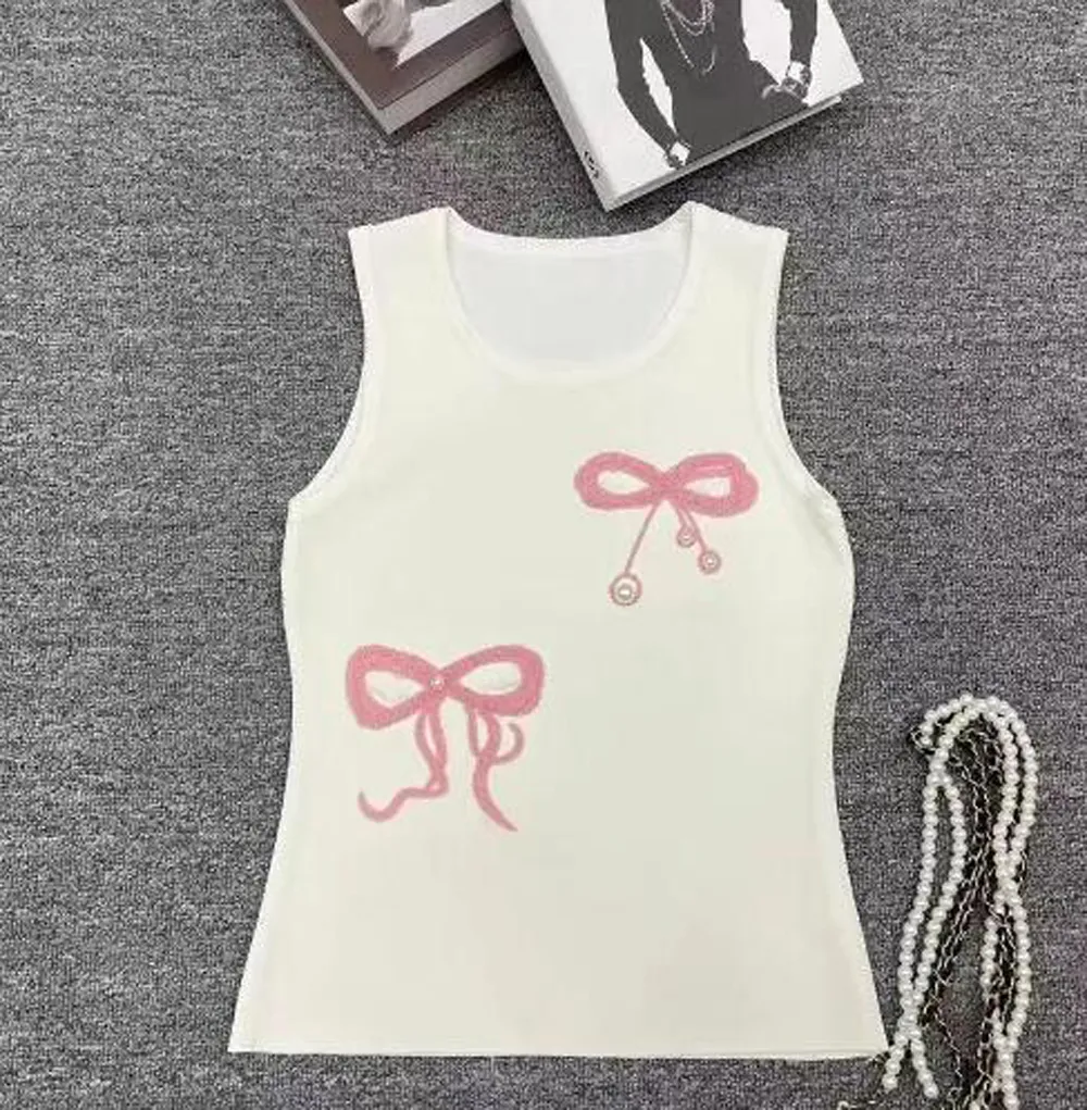Tanks Built In Bra Knitted Cami Top: Cherry & Alphabet
